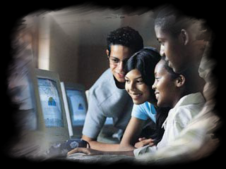 students training on computers